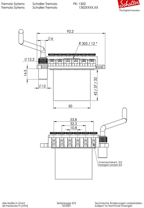 Schaller Floyd Tremolo Assembly 42mm Block R3 Nut Chrome 13020242.03