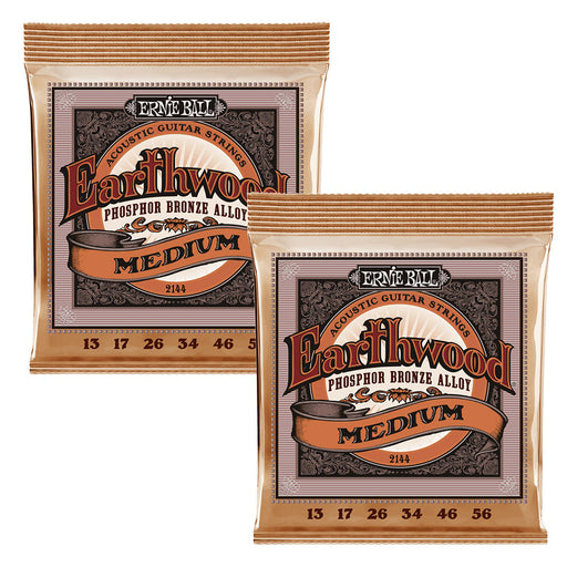 2 Sets! Ernie Ball 2144 Earthwood Medium Phosphor Bronze Acoustic Strings 13-56