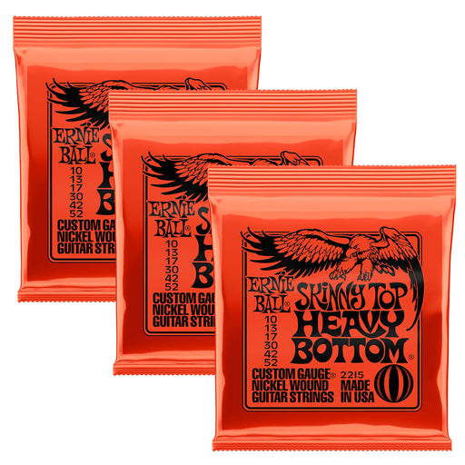 3 Sets! Ernie Ball 2215 Skinny Top Heavy Bottom Guitar Strings (Gauge 10-52)