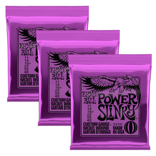 3-Pack Ernie Ball 2220 Power Slinky Nickel Wound Guitar Strings Gauge 11-48