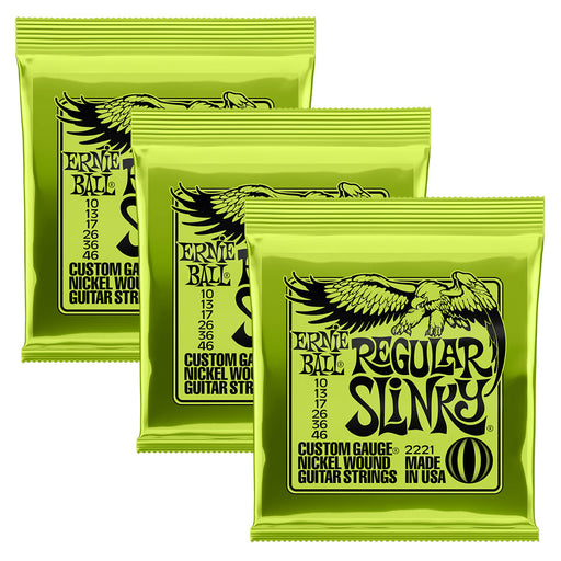 3-Pack Ernie Ball 2221 Regular Slinky Nickel Wound Guitar Strings 10-46