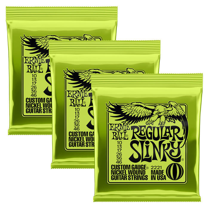3-Pack Ernie Ball 2221 Regular Slinky Nickel Wound Guitar Strings 10-46