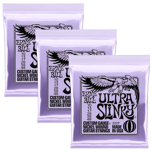 3-Pack! Ernie Ball PO 2227 Ultra Slinky Nickel Electric Guitar Strings 10-48
