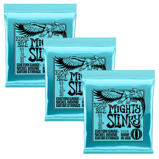 3-Pack! Ernie Ball PO 2228 Mighty Slinky Nickel Electric Guitar Strings 8.5 - 40