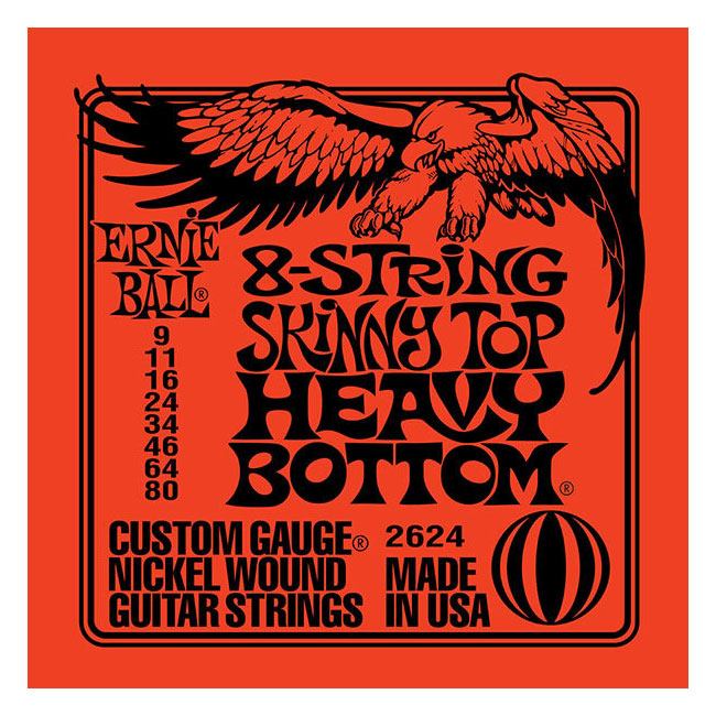 Ernie Ball 2624 Skinny Top Heavy Bottom 8-String Electric Guitar Strings 9-80
