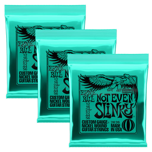 3-Pack Ernie Ball 2626 Not Even Slinky Guitar Strings Gauge 12-56