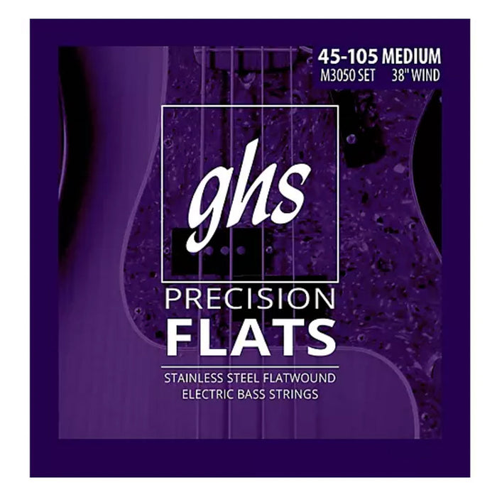 GHS Precision Flatwound 4-String Bass Strings M3050 Medium Light 45-105