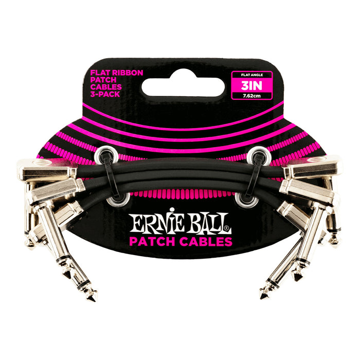 Ernie Ball 3" Flat Ribbon Patch Cable 3-Pack Black P06220