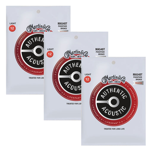 3-Pack! Martin MA540T Lifespan Phosphor Bronze Acoustic Strings Light 12-54
