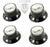 Black Bell Knob Set Silver Top - (Set of 4) - Fits Gibson USA Guitars