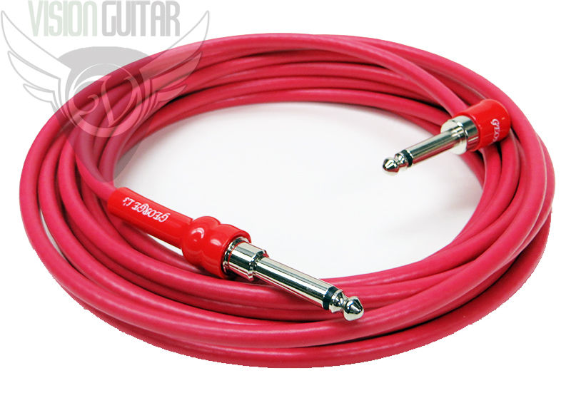 George L's 15' Red Instrument Cable - Angled To Straight Plated Plugs