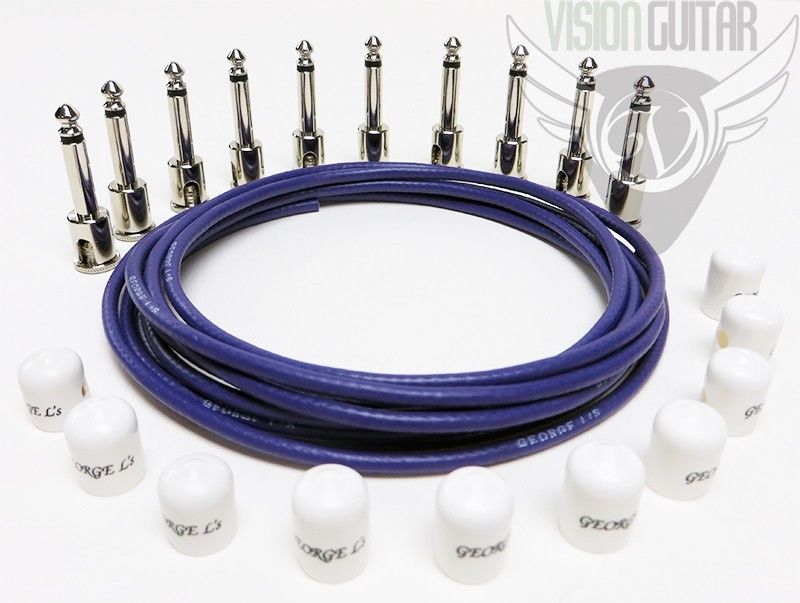 George L's Purple & White Pedalboard Effects Cable Kit - .155 Nickel R/A Plugs
