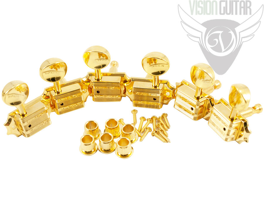Tone Pros Kluson 3x3 Tuners - Vintage Press-In Bushings Gold (TPKGM-G)