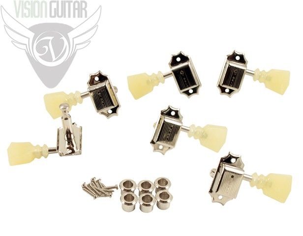 Kluson Vintage Style 3+3 Double Ring Single Line Nickel Tuners (SET of 6)