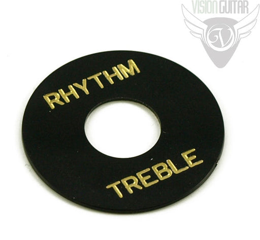 Quality Rhythm/Treble Ring for Les Paul - Black w/Gold Lettering