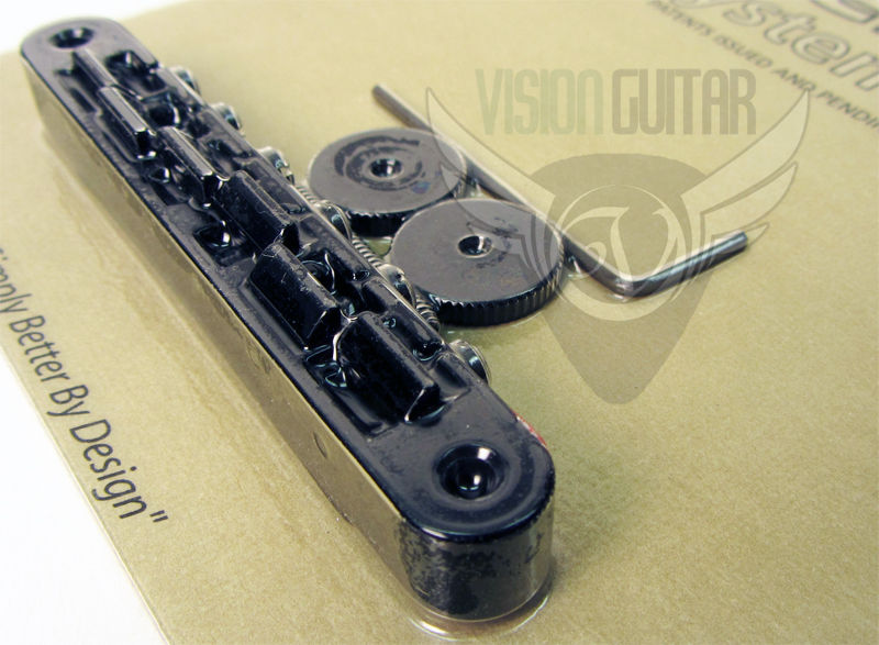 TonePros ABR1 Tune-O-Matic Bridge Un-Notched Saddles AVR2-B Black