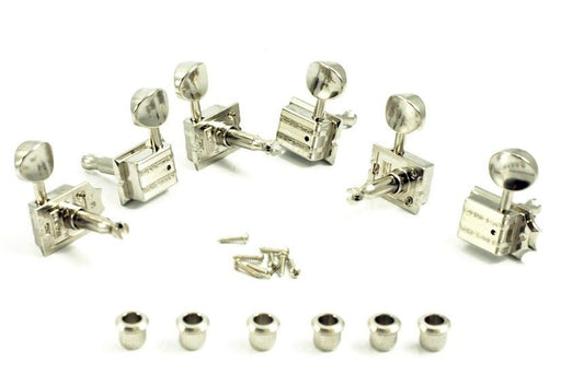 Tone Pros Kluson TPKF6-LH Vintage LEFTY Nickel 6-In-Line Tuners