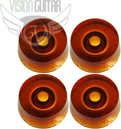 Quality Speed Knob Set of 4 - METRIC Epiphone Guitars (18 Spline) - AMBER