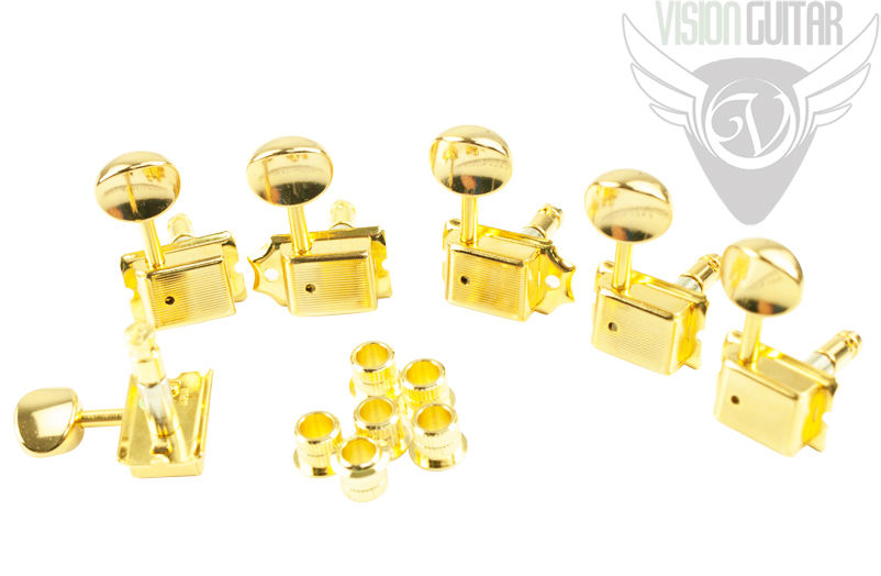 GOTOH Vintage Style LOCKING TUNERS 6 In Line (Strat/Tele) - Gold Finish