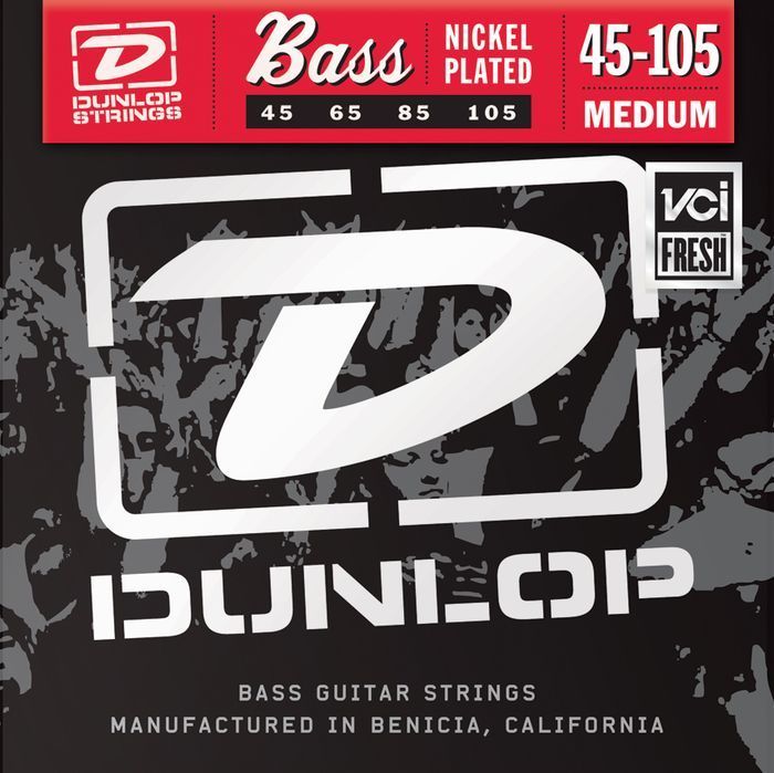 Dunlop Nickel Plated Steel Bass Strings (45-65-85-105 Medium Gauge) DBN45105
