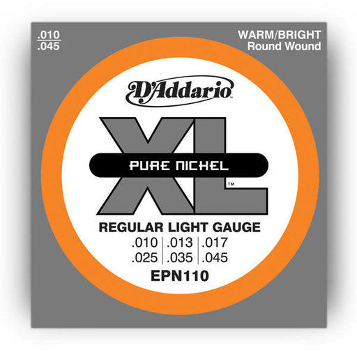 D'Addario EPN110 Pure Nickel Guitar Strings 10-45 Classic Vintage Tone