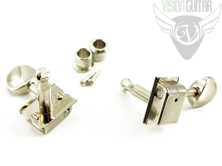 Kluson 6-In-Line Traditional 1950's Safety Post No Logo Tuner Set of 6 - Nickel