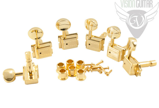 Kluson Traditional Vintage Style Locking Tuners 6 In Line Double Line Gold