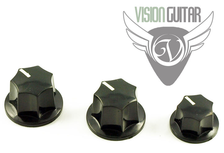 Quality USA Spec Jazz Bass Knobs - Set of 3 - Black