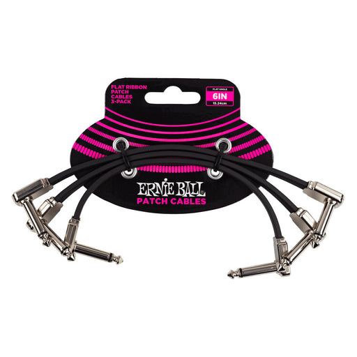 Ernie Ball 6" Flat Ribbon Patch Cable 3-Pack Black P06221