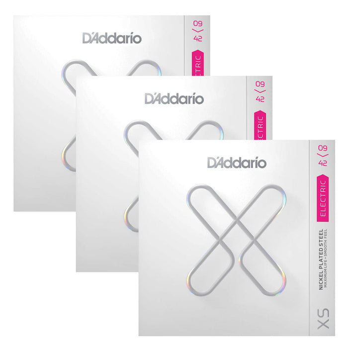 3-Pack! D'Addario Light XS Nickel Coated 9-42 Electric Guitar Strings XSE0942