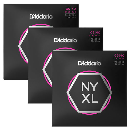 3-Pack! D'Addario NYXL 09-40 Balanced Tension Super Light Set NYXL0940BT
