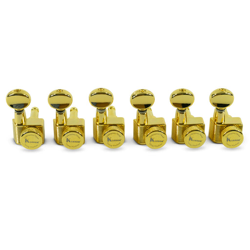 Kluson 6IL Locking Modern 2-Pin Staggered Tuning Machines Gold KCDFL-6BX-G