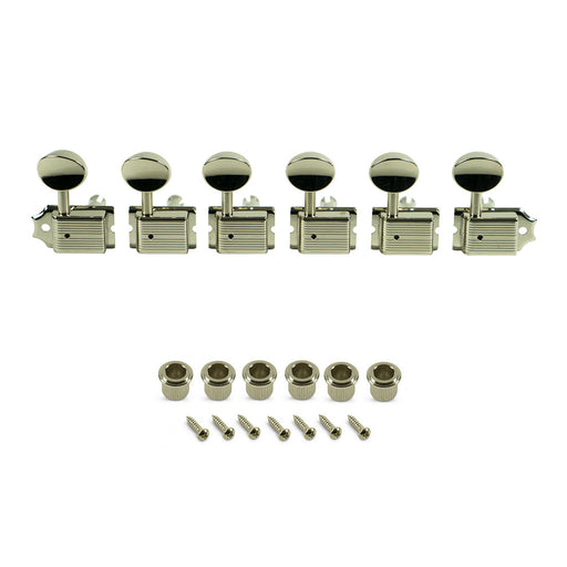 Kluson 6 In Line Deluxe Series Tuning Machines Nickel Metal Buttons