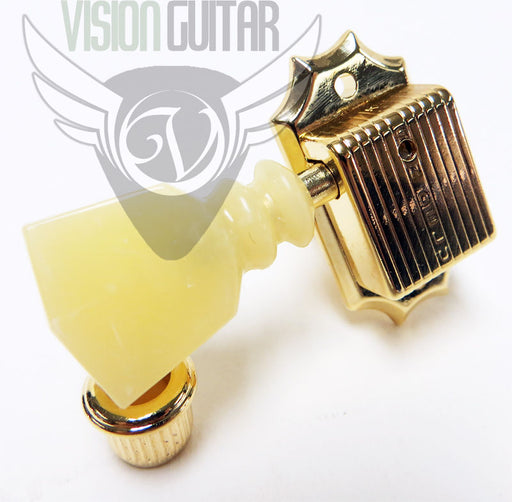 TonePros Vintage 3+3 Double Ring Keystone Single Line Tuners TPKV2-G GOLD