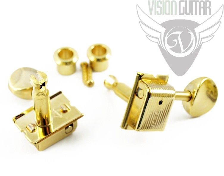 Kluson 6-In-Line Vintage Style 1950's Single Line Tuners - Gold (SET of 6)