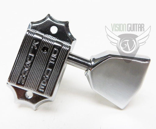 TonePros TPKMB3-C Chrome Kluson Tuners 3+3 10mm - Matching Metal Keystone Button