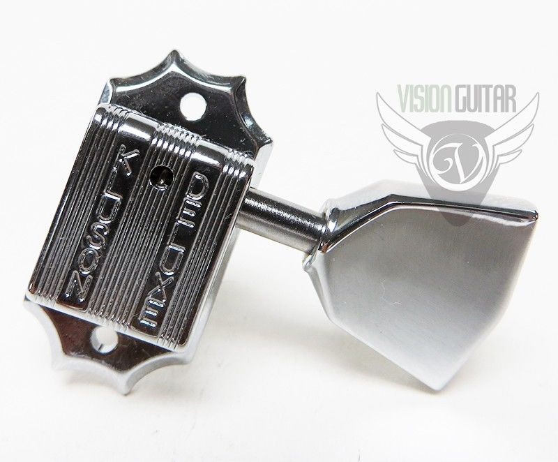 TonePros TPKMB3-C Chrome Kluson Tuners 3+3 10mm - Matching Metal Keystone Button