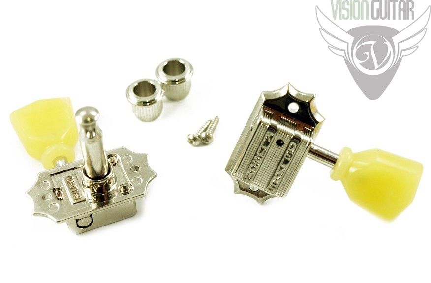TonePros TPK33-N Nickel Kluson Vintage Tuners 3x3 Keystone Buttons