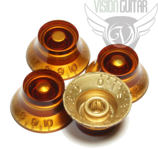 Amber Bell Hat Knob Set (Set of 4) Metric For Most Epiphone Guitars