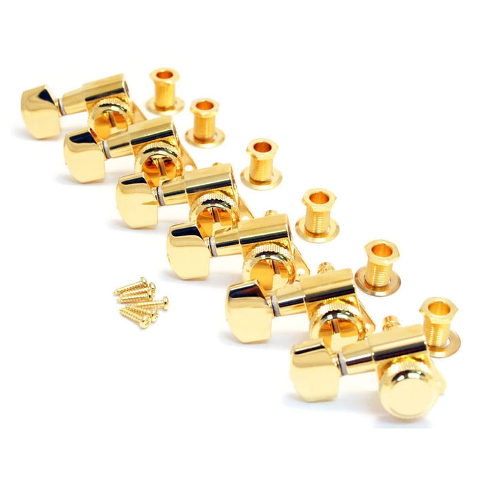 Schaller 6-in-line 10mm Left-Handed Gold Locking Tuners