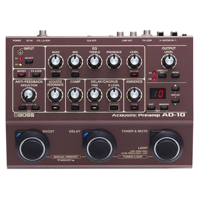 boss bass preamp pedal Boss AD-10 Acoustic Guitar Preamp DI