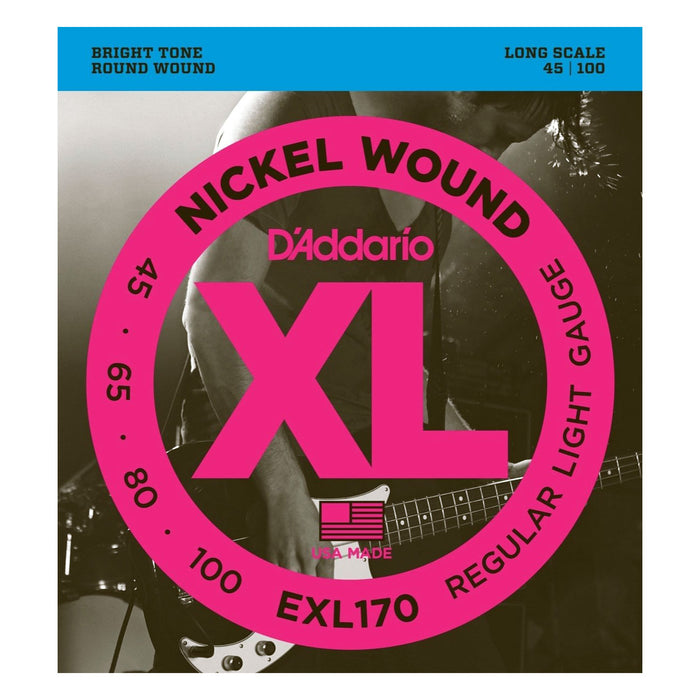 D'Addario Bass Strings EXL170 Nickel Wound Bass, Light, 45-100, Long Scale