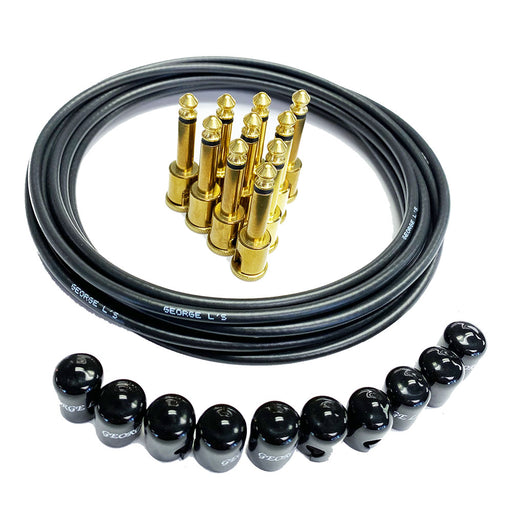 George L's Pedalboard Effects Cable Kit - Black Cable .155 R/A Gold Plugs