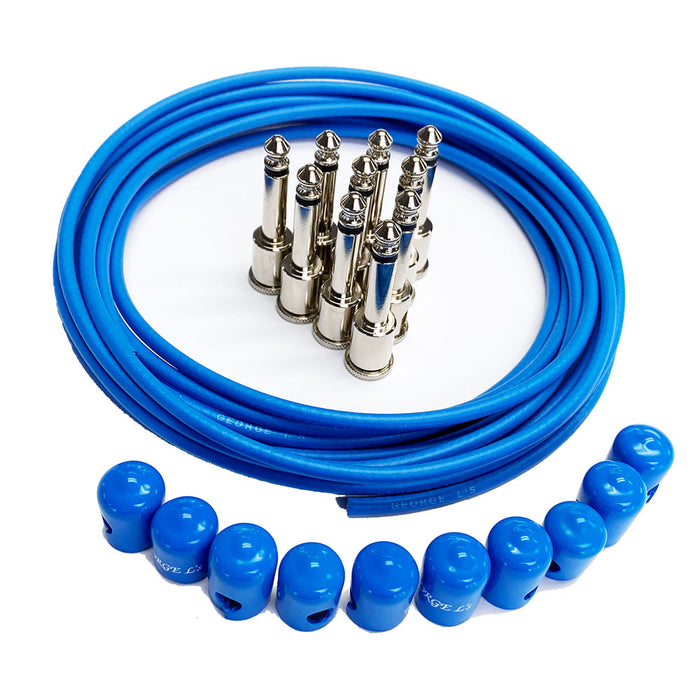 George L's Pedalboard Effects Cable Kit - Blue Cable .155 R/A Nickel Plugs