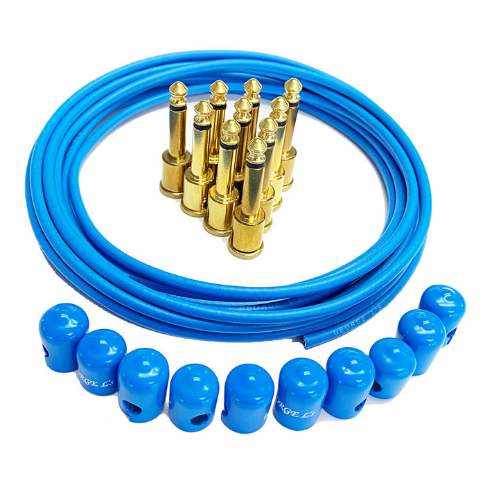 George L's Pedalboard Effects Cable Kit - Blue Cable .155 R/A Unplated Plugs