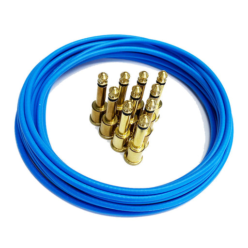 George L's Pedalboard Effects Cable Kit Blue Cable .155 Unplated Angled Plugs