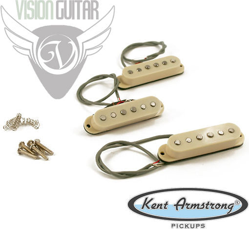 Limited Run! Kent Armstrong HANDWOUND SINGLE COIL Strat Set - SC61 - AGED WHITE
