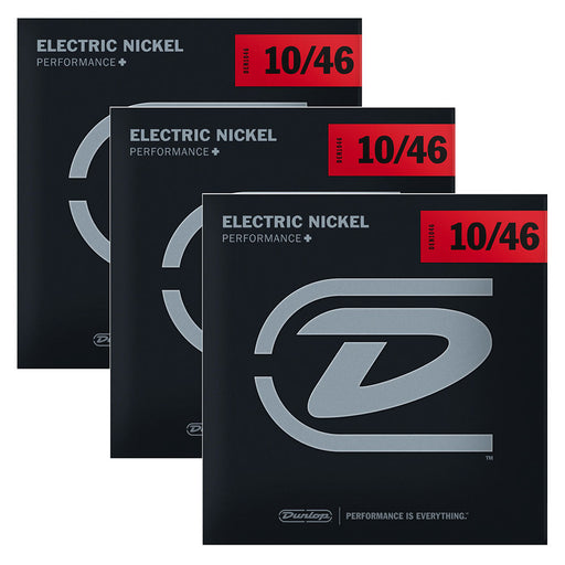 3-Pack! Dunlop Nickel Steel Electric Guitar String Set (10-46 Gauge) DEN1046