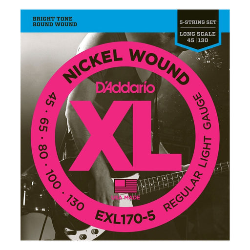 D'Addario EXL170-5 Nickel Wound 5-String Bass, Light, 45-130, Long Scale