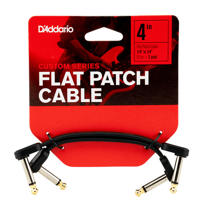 D'Addario Flat Patch Cables Matching Right-Angle 4 inches (2-Pack) PW-FPRR-204